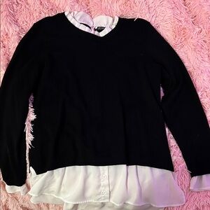 Adrianna Papell Black and White Layered Blouse